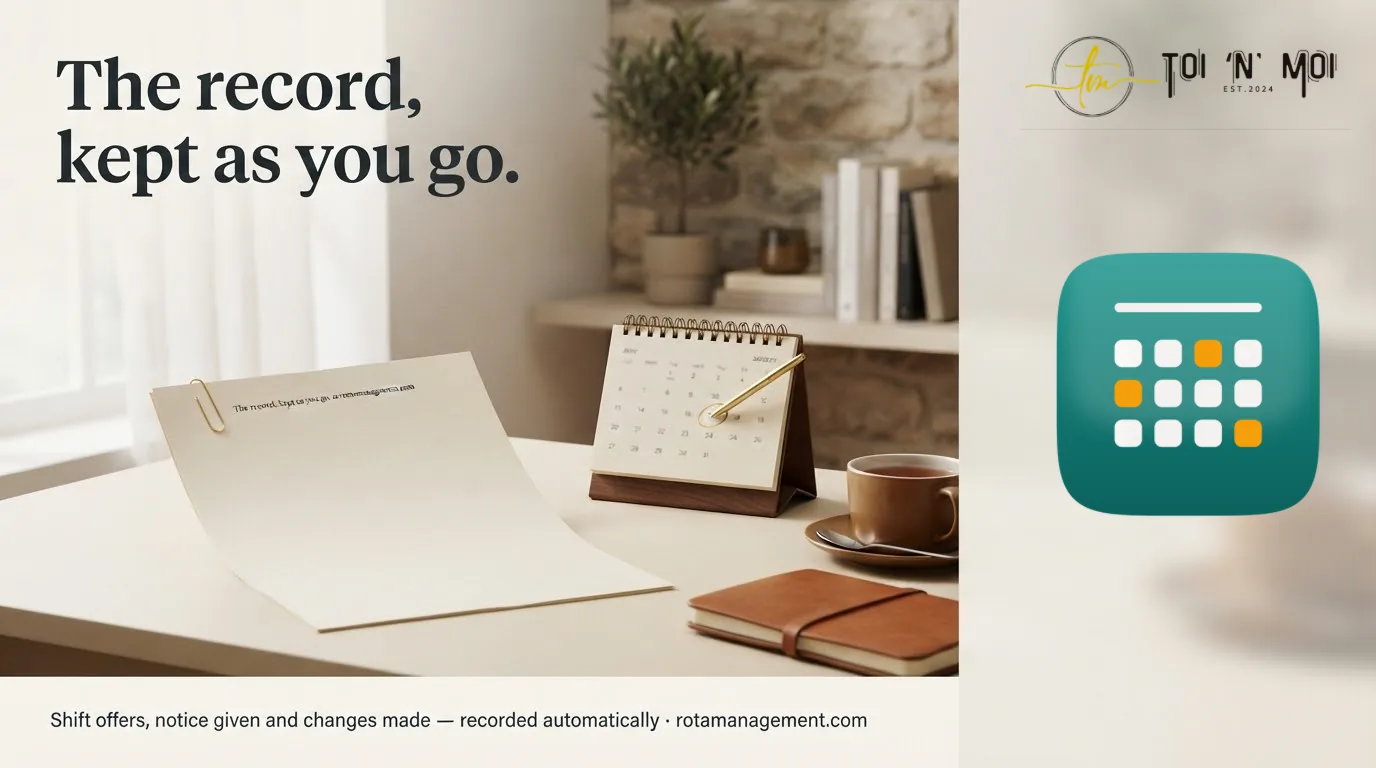 The record, kept as you go — shift offers, notice given and changes made, recorded automatically