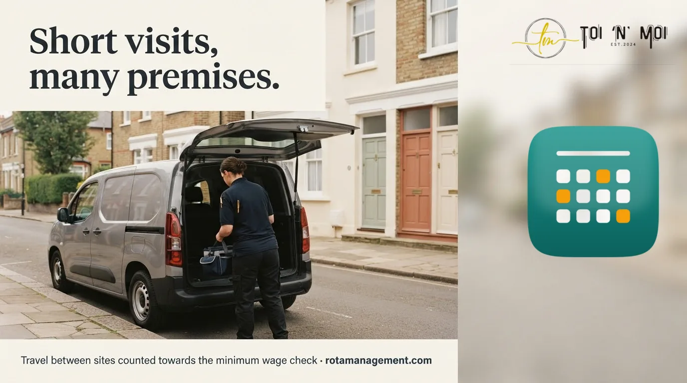 Short visits, many premises — travel between sites counted towards the minimum wage check